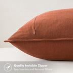 MIULEE Decorative Linen Pillow Covers 18x18 Inch Rust | Boho Farmhouse​ ​Fall - Image 3