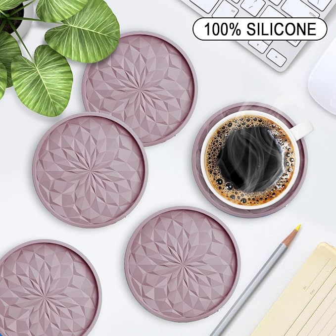 ME.FAN Silicone Coasters with Holder, Drinking Coasters - Image 2