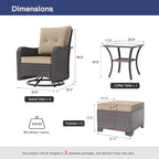 ALAULM 5-Piece Outdoor Swivel Rocking Chair Set - Image 3
