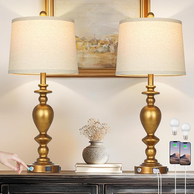 Cinkeda 28" Farmhouse Table Lamps Set of 2 - Image 7
