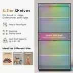 RGB Glass Display Cabinet, 5-Tier Lighted Display Case - Image 5