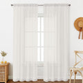 Ivory Sheer Curtains 90 Inches Long 2 Panels by OVZME