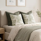 Set of 2 Decorative Floral Pillow Covers 22x22 Inch Light Green | Neutral - Image 6