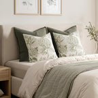Set of 2 Decorative Floral Pillow Covers 16x16 Inch Light Green | Neutral - Image 6