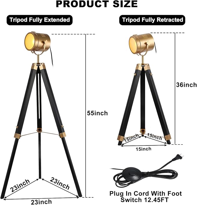 Mordern industrial tripod floor lamp - Image 4