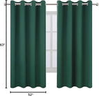 Dark Green Bedroom Blackout Curtains/52 x 63 Inch Long/Set of 2 Curtain - Image 10