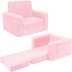 SLIGUY Toddler Couch Convertible Sofa to Lounger Pull Out Couch Sherpa Cover by SLIGUY