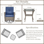 Belord Swivel Patio Chairs Wicker Set - Image 2