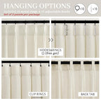 Pleated Extra Long 132 Inch Cream Curtains - Image 5