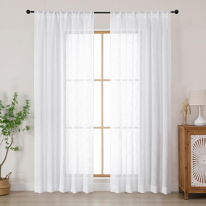 Chyhomenyc Semi Sheer Curtains 84 Inches Long 2 Panels Set, Light Filtering by Chyhomenyc