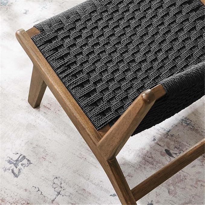Modway Saoirse Woven Rope Wood Accent Lounge Chair in Walnut Black - Image 8