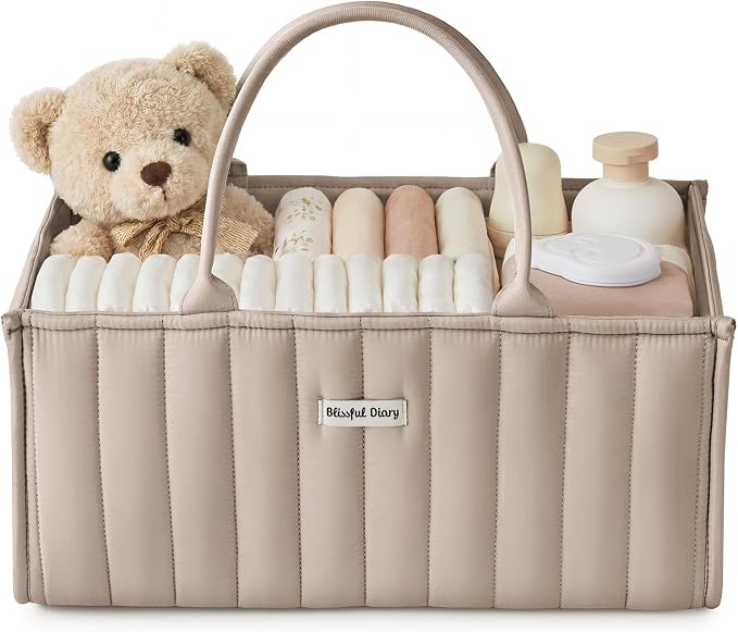 Blissful Diary Baby Diaper Caddy Organizer, Stylish Storage Basket by BlissfulDiary