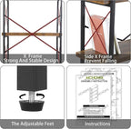 HCHQHS Bookshelf, 5-Tier Industrial Bookcase, Rustic Open Book Shelf, - Image 7
