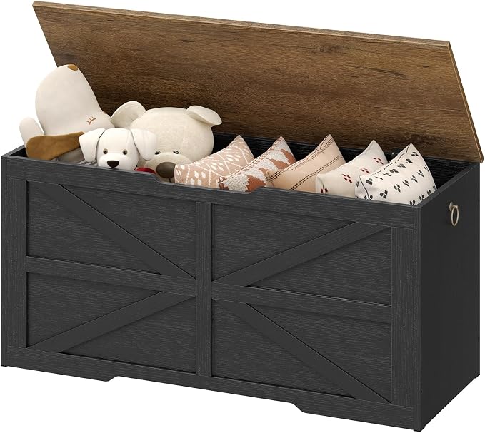CHOEZON Storage Chest, 39.4" Wooden Storage Trunk, Modern Storage Bench - Image 9