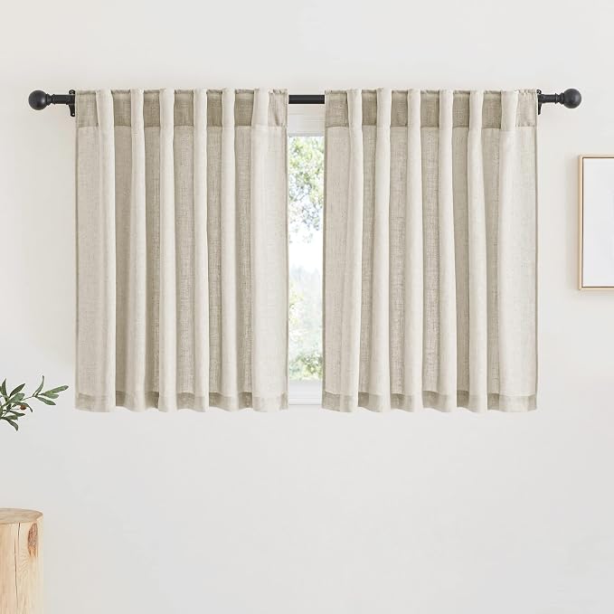 RYB HOME Sheer Linen Curtains Light & Privacy Semi Translucent Curtains Sheer by RYBHOME