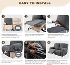 Gennia Recliner Loveseat Cover 4 Pieces, Waterproof Stretch Recliner Sofa - Image 7