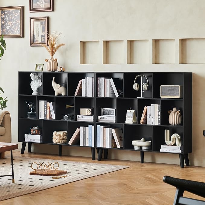 LEYAOYAO 10 Cube Bookshelf, 3 Tier Modern Wide Bookcase - Image 3