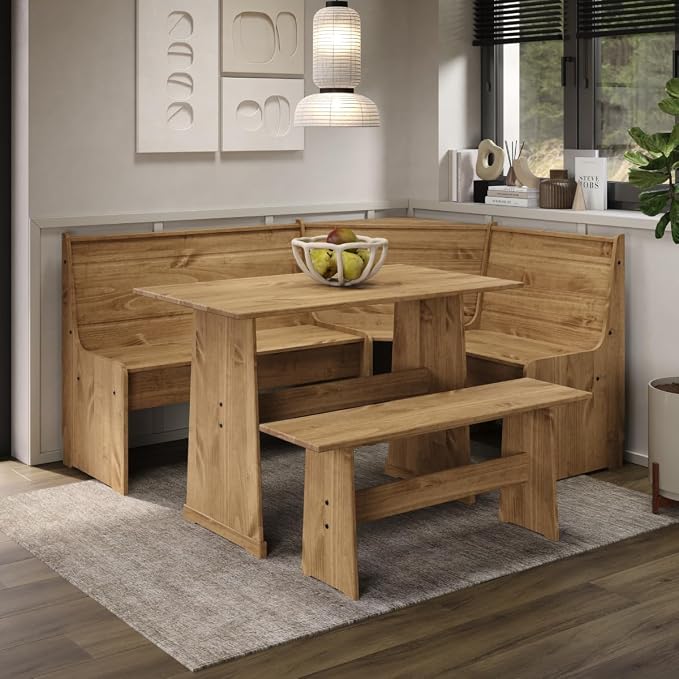Furniture Dash Solid Wood Corner Dining Set 64.8" W x 19.9" D x 33.4" H- - Image 3