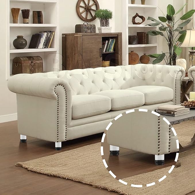 Set of 4 Stainless Steel Furniture Legs 2 Inch, Adjustable Round Cabinet Legs - Image 7