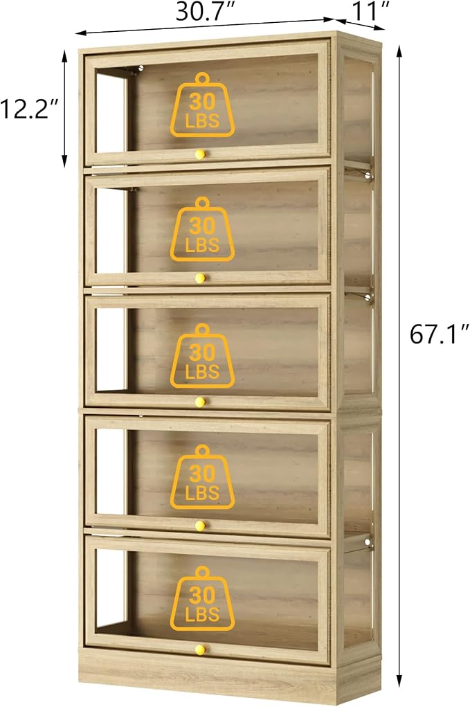 Display Cabinet with Acrylic Glass Doors, 5-Tiers Curio Cabinet with LED - Image 2