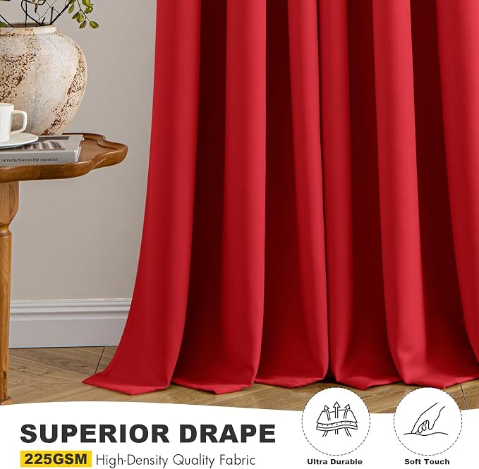 MIULEE Blackout Curtains for Bedroom 2 Panels 40x63 Inch Long Christmas Red | - Image 5