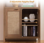 SICOTAS Bookshelf 5 Tier Book Shelf Rattan Boho 71" Tall Bookcase - Image 6