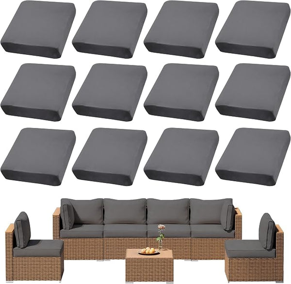 12Pcs Outdoor Cushion Covers, Elastic Patio Cushion Covers | Washable, by dreahoteztil