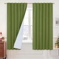 Sage Green Linen Blackout Curtains 63 Inches by LAMIT