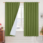 Sage Green Linen Blackout Curtains 63 Inches by LAMIT