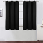 Black Blackout Curtains/38 x 54 Inch/Set of Two Panels Grommet Living Room by Lemomo