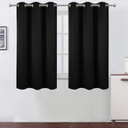 Black Blackout Curtains 34 x 54 Inch Length/Set of 2 Curtain Panels/Thermal by Lemomo