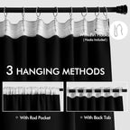 MIULEE 2 Panels Set Black Back Tab Blackout Curtains 52x96 Inch Long | Rod - Image 3