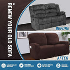 H.VERSAILTEX Velvet Stretch Recliner Couch Covers 6-Pieces Recliner Loveseat - Image 5