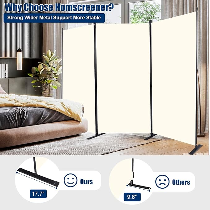 Room Divider 6FT Portable Room Dividers and Folding Privacy Screens, 3 Panel - Image 3