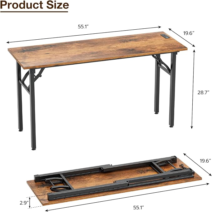TEMI Long Computer Desk Folding Table - Image 3