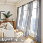 MIULEE Dark Grey Sheer Curtains 84 Inches Long 4 Panels 54 x 84 Inches | Light - Image 4