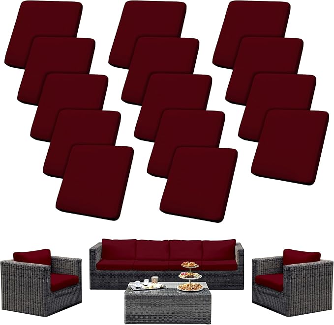 14PCS Patio Cushion Covers, Patio Furniture Couch Seat Slipcovers | Washable by SUKAIKEQA
