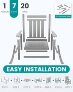 SERWALL Oversized Outdoor Rocking Chair Set of 4, HDPE Rocker - Image 7
