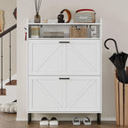 BORNOON Shoe Cabinet with 2 Flip Drawers Narrow Shoe Storage Cabinet Organizer - Image 4