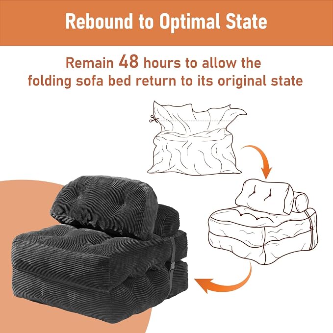 Folding Sofa Bed, Convertible Sleeper Chair - Image 9