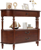 Solid Wood Retro Curved Console Table - Image 3