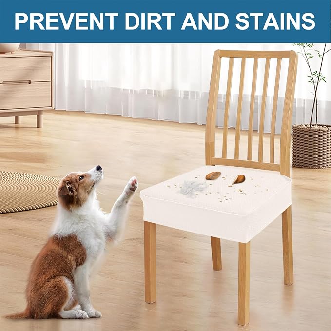 Smiry Waterproof Seat Covers for Dining Room Chairs Set of 2, Stretch Jacquard - Image 6