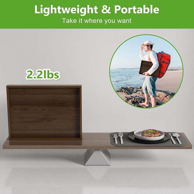 Artmeer Bed Tray Table with Folding Legs, Bamboo Breakfast in Bed - Image 4