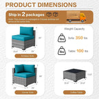MOCHITO 7 Pieces Outdoor Patio Furniture Sets, All-Weather Sectional Sofa Grey - Image 5