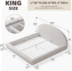 RECCI AirFrame Half-Moon Upholstered King Platform Bed Frame, Velvet Curved - Image 2