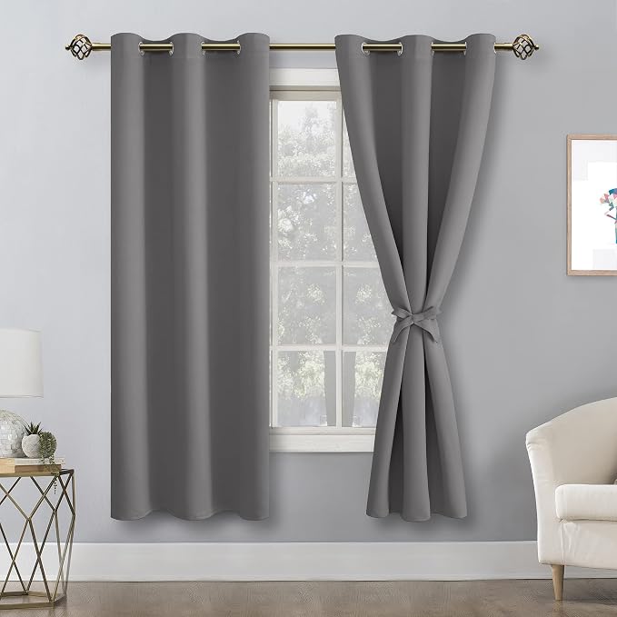 Blackout Curtains for Bedroom, 42 x 63 Inches Length, Light Grey | Thermal - Image 8