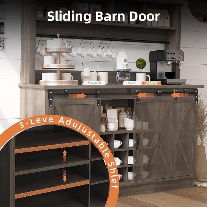 4ever2buy Farmhouse Coffee Bar Cabinet - Image 5
