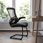 Flash Furniture Kelista Black Mesh Sled Base Side Reception Chair - Image 2