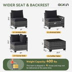 Aoxun Patio Furniture Set, Widen Armrests Wicker Outdoor Sectional - Image 6