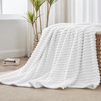 BEDELITE Ribbed Twin Blanket for Couch & Bed, Bright White, Warm Yet Lightweight - Image 2